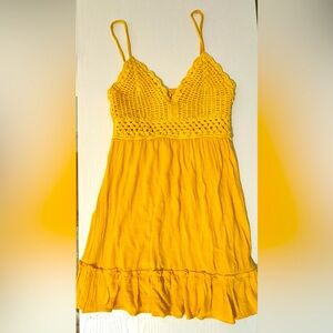 Blush Boutique Sun Dress crochet top adjustable spaghetti strap with ruffles